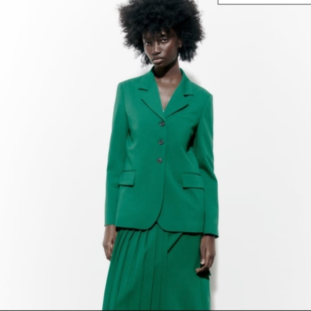 💚 STRAIGHT CUT WOOL BLEND BLAZER - Picture 2 of 6